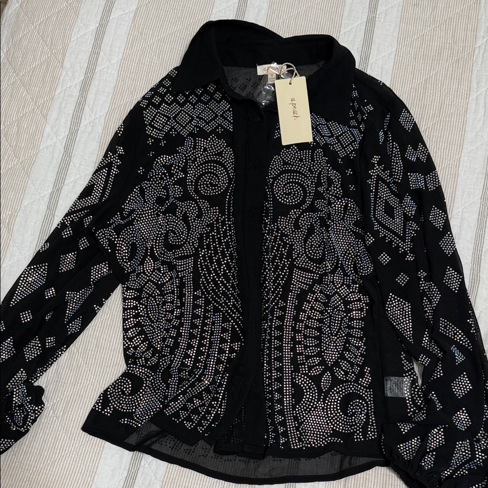 Rhinestone button up